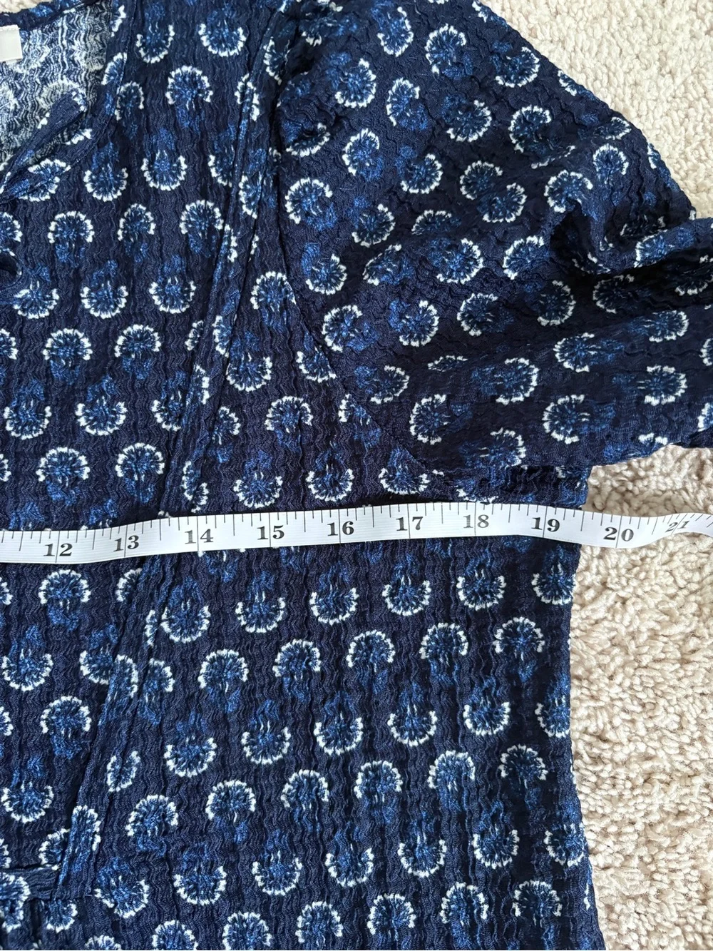 LOFT Small Navy Blue Patterned Women’s Peasant Top